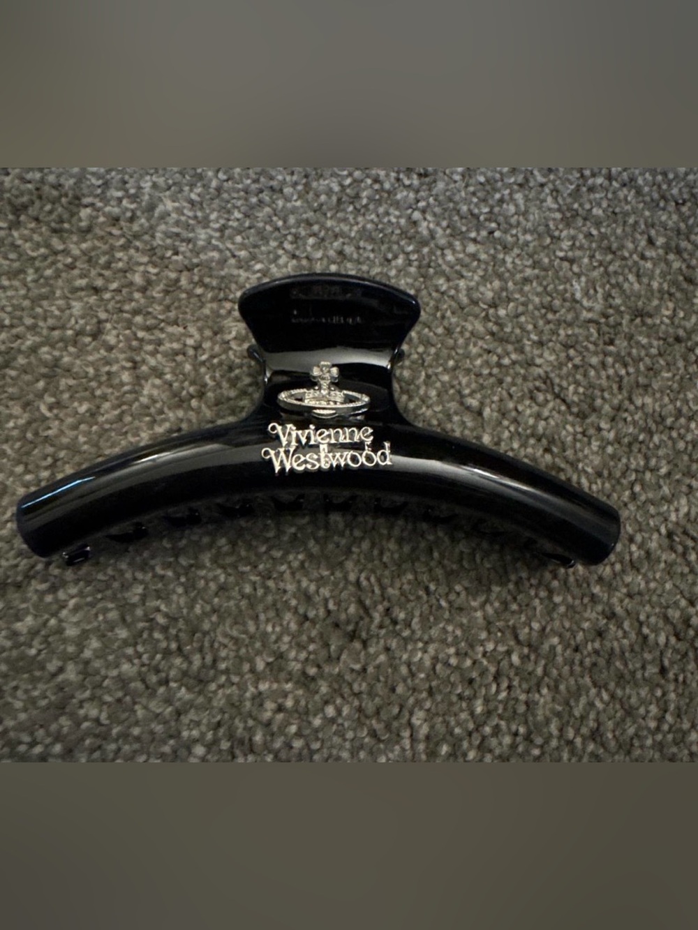 Vivienne Westwood Black Logo Hair Claw with Orb Accent